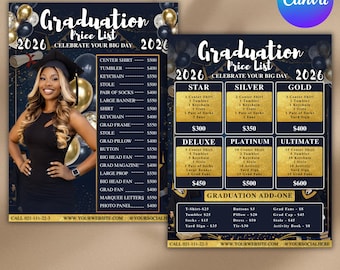 Flyer prijslijst afstuderen | Sjabloon voor make-upsalon (canva bewerkbaar)