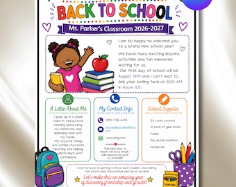 Terug naar school bulletinboardkit, bewerkbaar deurdecor klaslokaal (digitale download)