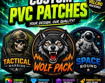 Create Your Own Custom Soft PVC Patches for Tactical Gear, 2D/3D Rubber Patch, Sew On/Iron On, Velcro Hook Backing, Morale Patches