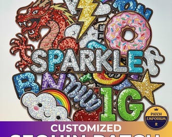 Kundenspezifischer Paillettenaufnäher für Jacken - Großes, glitzerndes Logo für Tanzteams - Personalisierter Paillettenaufnäher auf der Rückseite