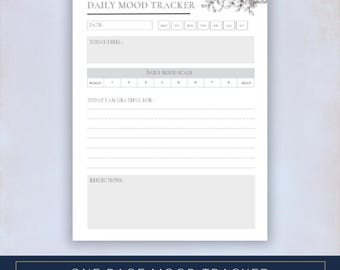 Codzienny tracker nastroju do druku | Samoopieka do druku | Minimalistyczny dziennik codziennych refleksji | Format A4 US Letter | Natychmiastowe pobranie