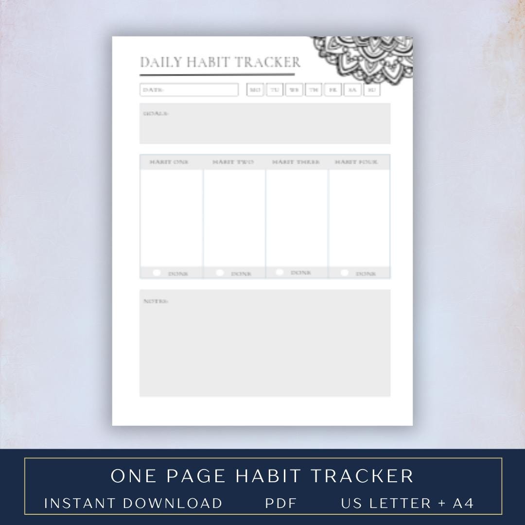 Daily Habit Tracker Printable | Self Care Printable | Minimalist Daily ...