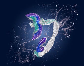 925 Sterling Silver Colorful Flying Phoenix Ring – Adjustable Enamel Animal Ring for Transformation & Rebirth