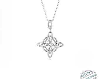 925 Sterling Silver Celtic Knot Mandala Necklace – Evil Eye Protection Pendant, Spiritual Jewelry Gift, Minimal Sacred Geometry Necklace