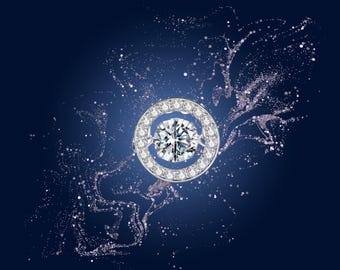 0.5CT Dancing Moissanite Necklace in 925 Sterling Silver Halo Pendant | Floating Round Moissanite Necklace | Protection Jewelry Gift