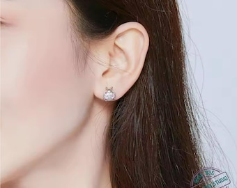 Pink Ladybug Stud Earrings 925 Sterling Silver CZ Tiny Bug Earrings for Women | Romantic Good Luck Jewelry Gift