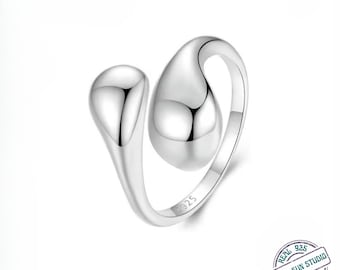 925 Sterling Silver Abundance Ring – Minimalist Open Ring for Prosperity, Adjustable Silver Ring, Gift for Wealth & New Beginnings