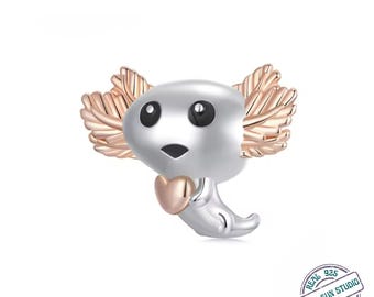 Solid 925 Sterling Silver Salamander Charm Bead | Cute Animal Charm for Bracelet & Necklace | DIY Jewelry Charm | Symbol of Transformation