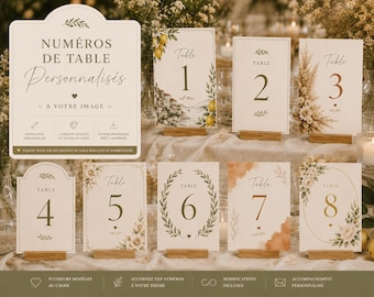 Numeri per tavoli personalizzati per matrimoni | Numeri per tavoli stampabili | File digitale | Design personalizzato