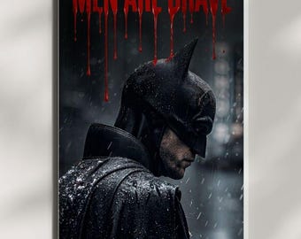 Batman Dark Aesthetic Poster – Superman vs Batman Retro Comic Print, Men Are Brave