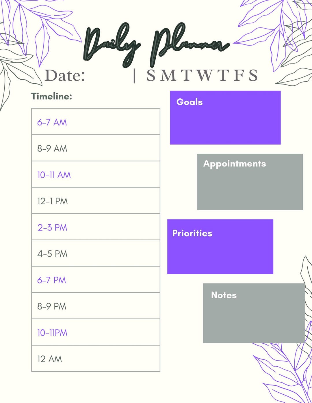 Daily Planner Printable | Digital Productivity Planner | to Do List ...