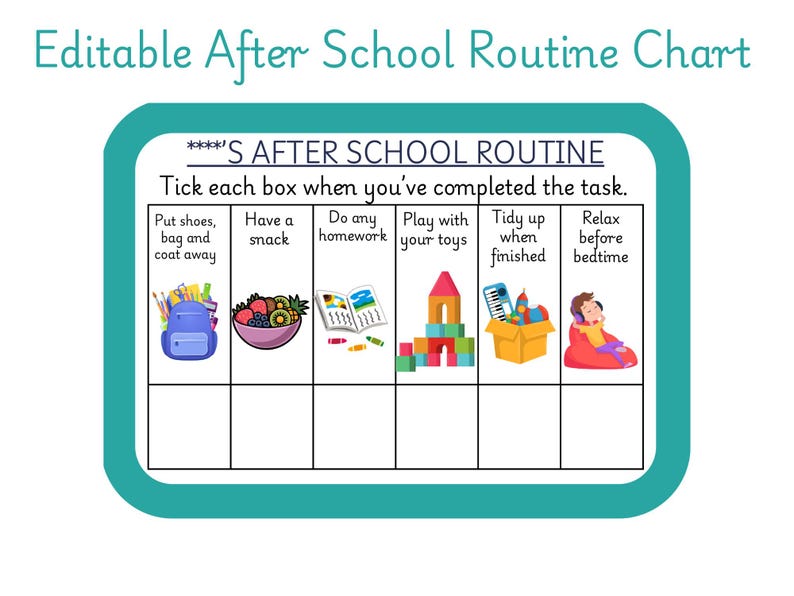 After School Routine Tracking Chart After School Routine Chart for Kids | Visual Schedule | Calm Afternoon ...