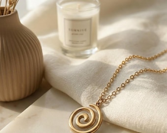 Collana a spirale oro e argento, collana con ciondolo a spirale da donna, regalo per la festa della mamma, collana geometrica minimalista, acciaio inossidabile, regalo per la mamma