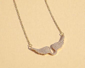 Angel Wings Necklace Gold Silver Zircon Pendant Minimalist Dainty Clavicle Chain Fashion Jewelry Gift for Women Ladies Luxury Shine For Hers