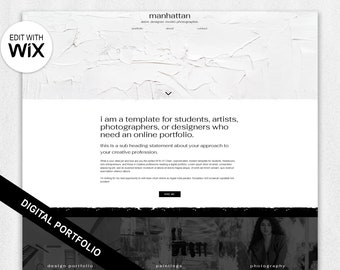 Digital Portfolio - Black and White Modern Wix Website template - designer - artist - photographer - student - Manhattan