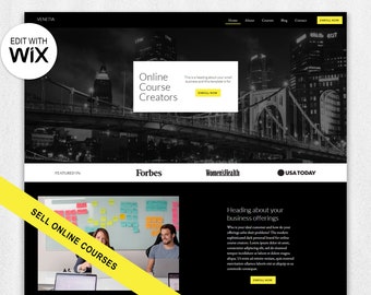 Online Course Dark Modern Wix Website Template - Venetia -  Blog - eCommerce - education - online program - nutrition - coach - fitness