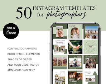 Boho Canva Instagram Templates - Boho - Photography - Business - Social Media Template- Canva Template