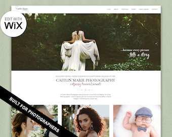 Photography Wix Website Template Design  Modern Boho  - Client Albums  - Blog -  Bookings - eCommerce website - Aspen I