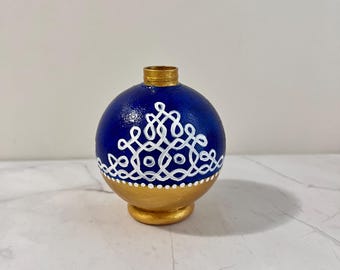 Kolam Bubble Vase | Hand-Painted Indian Floral Vase | Ethnic Home Decor