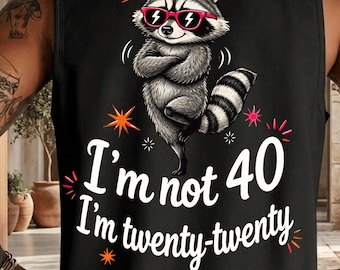 Funny 40th Birthday Raccoon PNG, Twenty Twenty Retro Shirt Design (Digital Download)