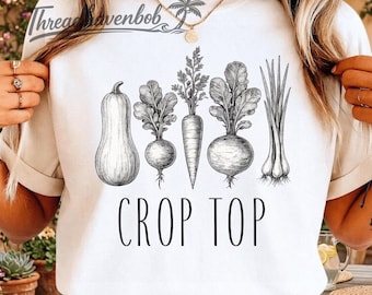 Funny Gardening Pun PNG Crop Top Vegetable Art Retro Garden Lover Design Digital Download Cute Veggie Shirt Graphic