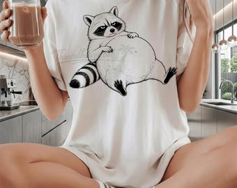 Pregnant Raccoon PNG SVG: Grumpy Mom To Be Woodland Animal Maternity Humor (Digital Download)