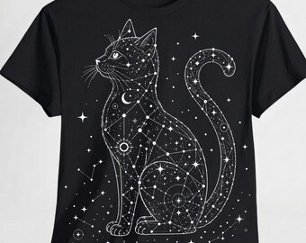 Celestial Cat Constellation Starlit Night Sky Cat Lover PNG, Starlit Feline Clipart, Mystical Cat Lover Digital Download, Witchy Cat PNG