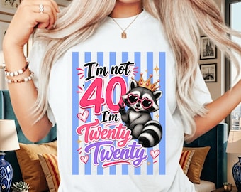 Retro Raccoon 40th Birthday PNG (Digital Download)