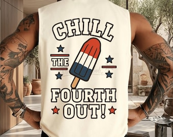 Chill The Fourth Out PNG Lustiger Fourth Of Juli Popsicle-Witz-T-Shirt für Jungs PNG Patriotisches Sommerdesign (Digitaler Download)