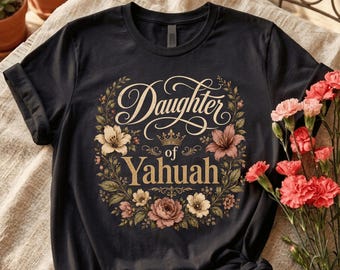 Tochter von YAHUAH PNG: Glaube Blumenkranz png Schrift ästhetisches png religiöses Design (Digitaler Download)