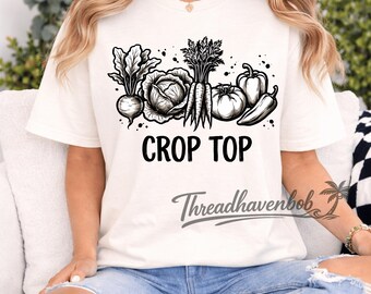 Funny Gardening Pun PNG Crop Top Vegetable Art Retro Garden Lover Design Digital Download Cute Veggie Shirt Graphic