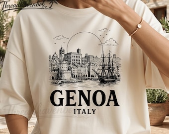 Genua, Italien (PNG-Datei) Italienische Riviera Reisegrafik Urlaubsdesign Digitaler Download