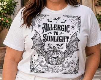 Allergie gegen Sonnenlicht PNG, lustiges gruseliges Goth Design, schwarz-weißer Alt digitaler Download