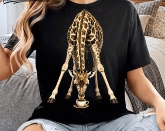 Vintage Giraffeccino Coffee Lover PNG Illustration (Digital Download)