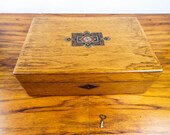 Antique 19th C Art Nouveau Wooden Oak Writing Slope Ladies Lap Desk Letters Box, Unique Victorian Library Decoration, Wood Writers Desk