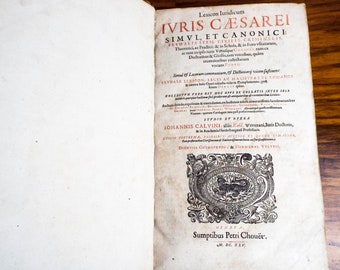 Antique Lexicon Luridicum 1645 Leather Latin Law Dictionary Samuel Chouet Geneva, Unique 17th Century Manuscript Book for Museum Library