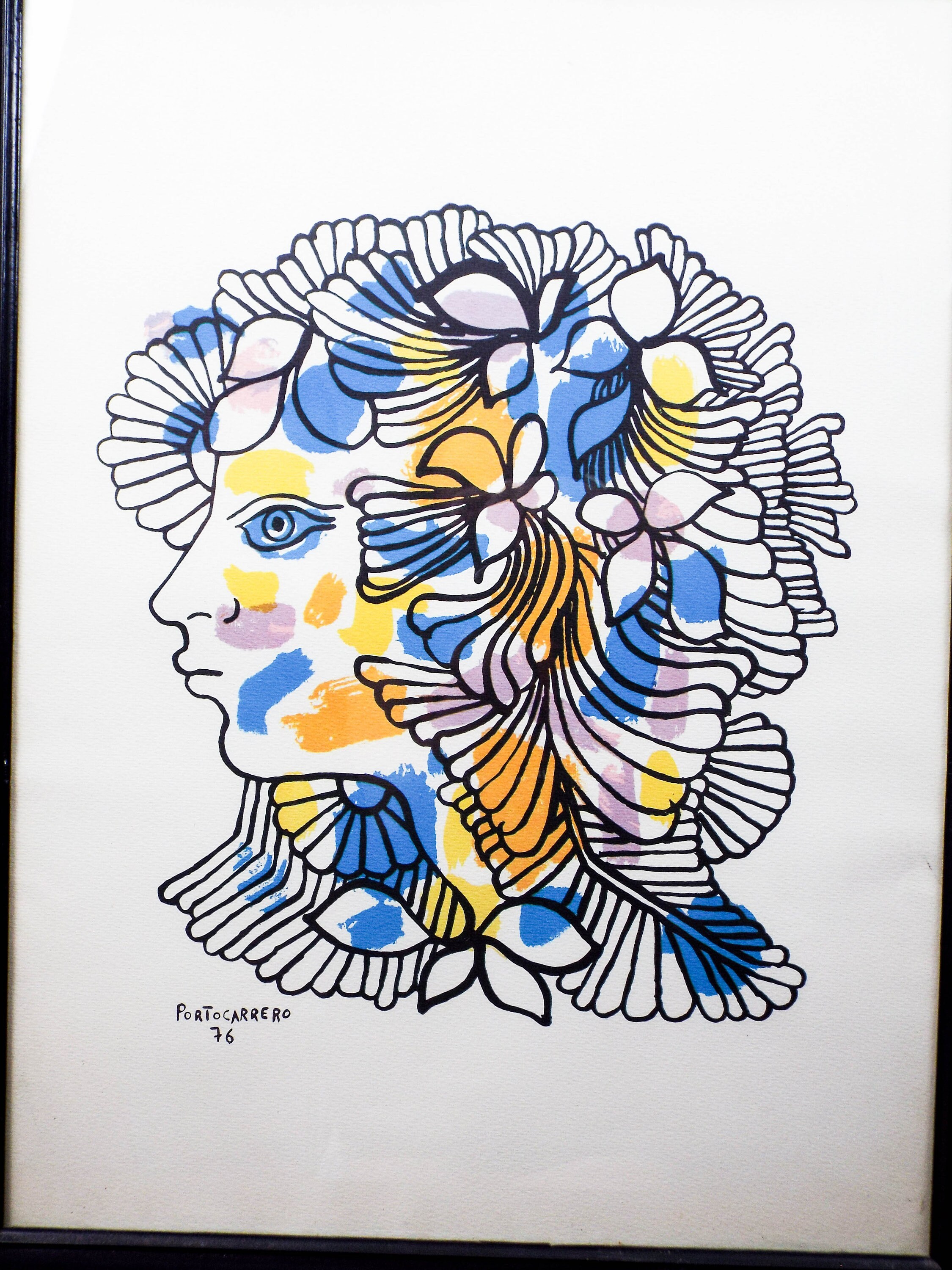 Original Framed Cuban Artist Rene Portocarrero 76 Abstract  display picture 1