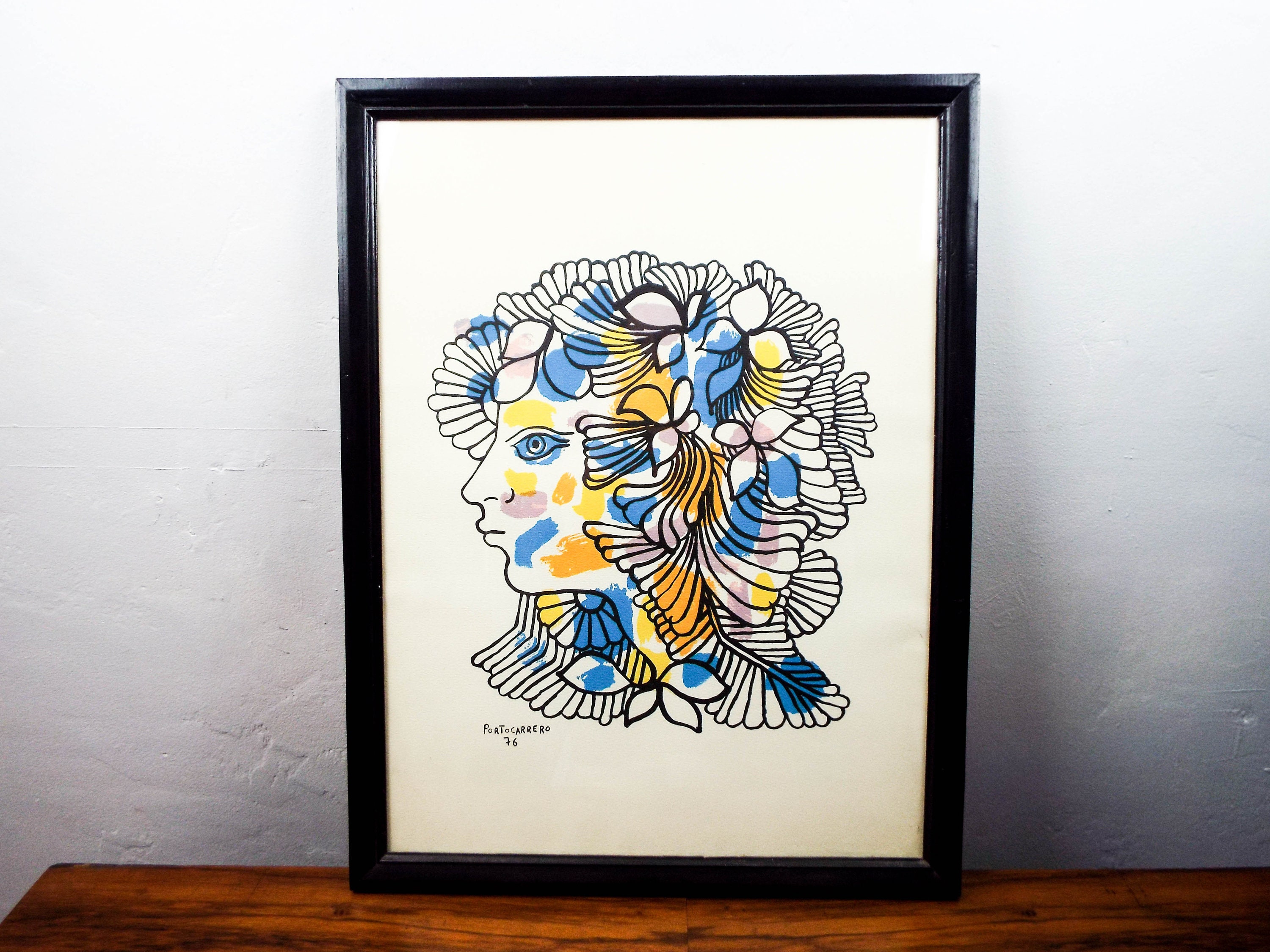 Original Framed Cuban Artist Rene Portocarrero 76 Abstract  display picture 1