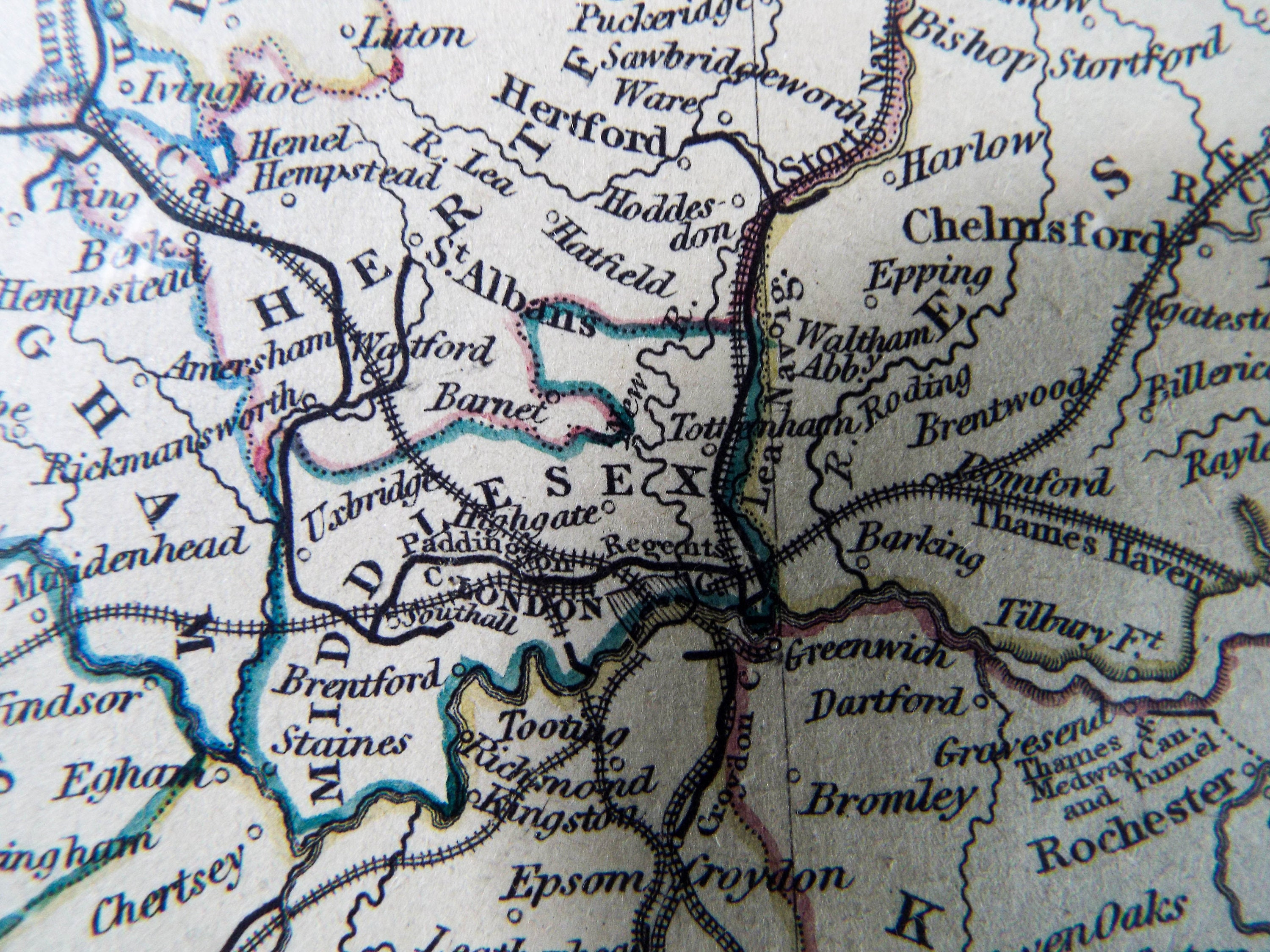 Antique Victorian Framed Map Of Englands Canals &amp; Railways By | Etsy