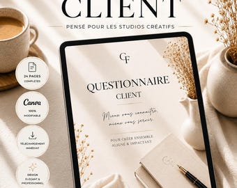Cuestionario para clientes premium de Canva | Plantilla de incorporación de clientes | Paquete de bienvenida para freelancers | Plantilla para diseñadores gráficos y estudios creativos