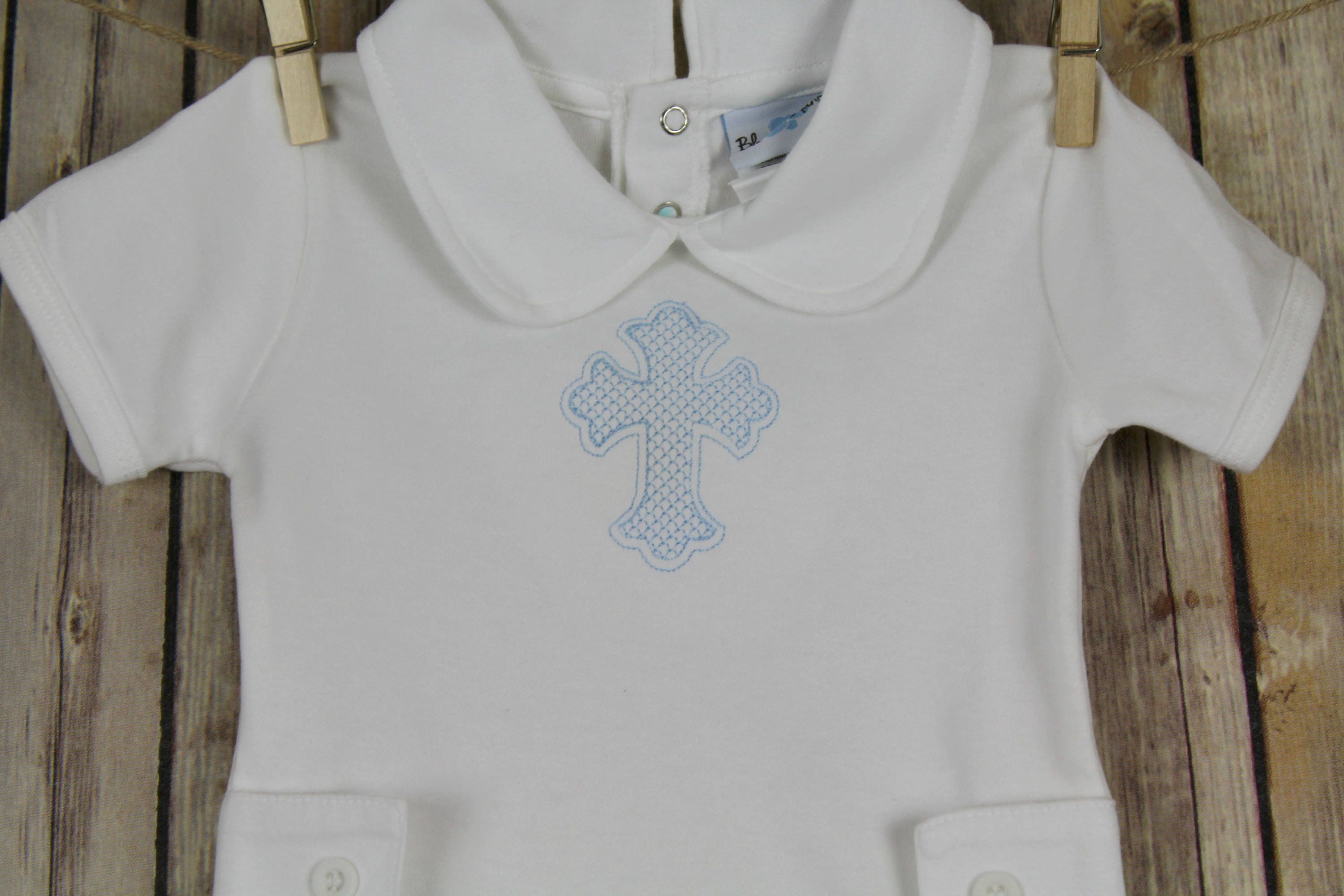 Baby Boy Baptism Outfit Baby Boy Romper Baby Boy Church Etsy
