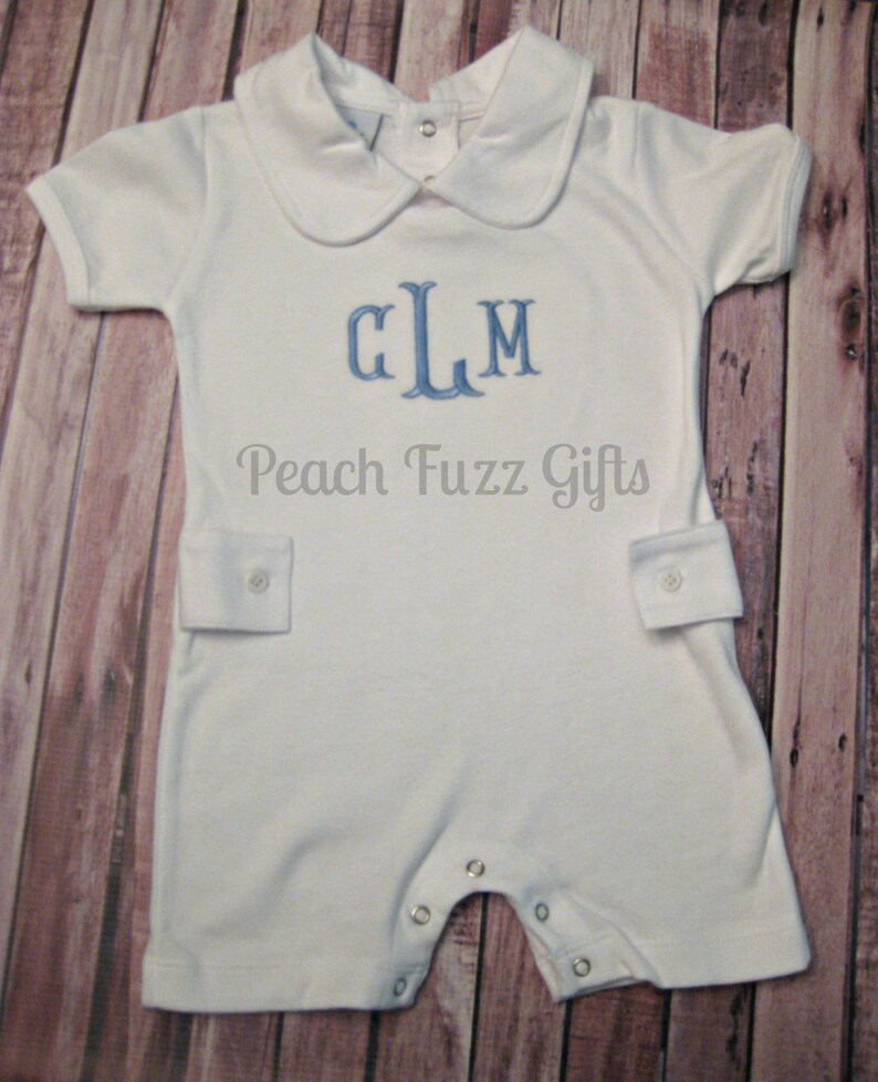 Monogram Romper Organic Cotton Baby Clothes Baby Boy Romper Etsy