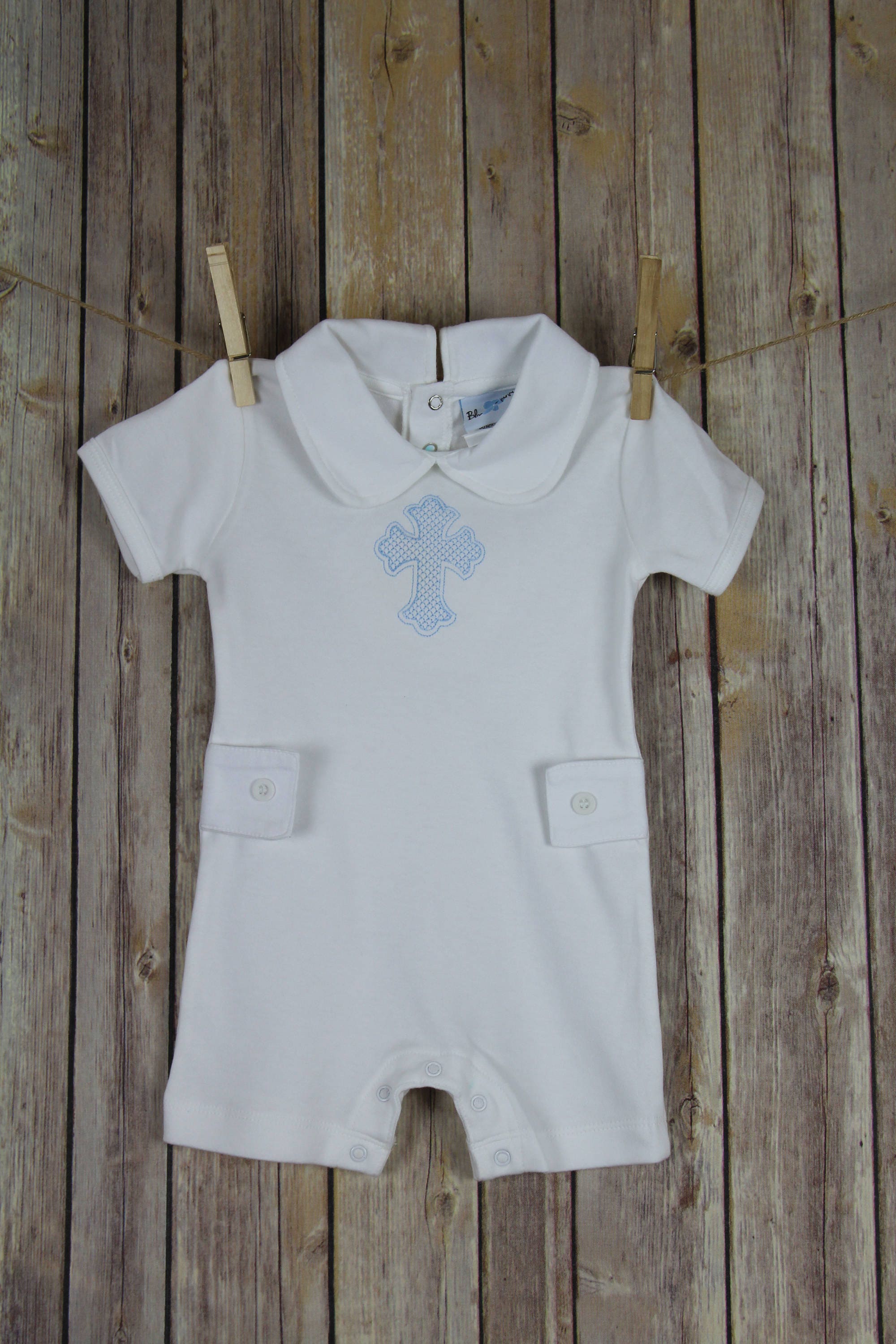 Baby Boy Baptism Outfit Baby Boy Romper Baby Boy Church Etsy