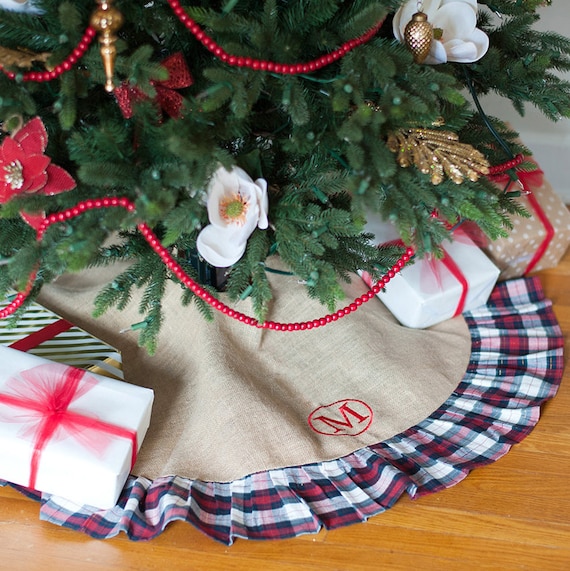 Plaid Christmas Tree Skirt Monogram Personalized Christmas Etsy image 0 - Plaid Christmas Tree Skirt Monogram Personalized Christmas Etsy