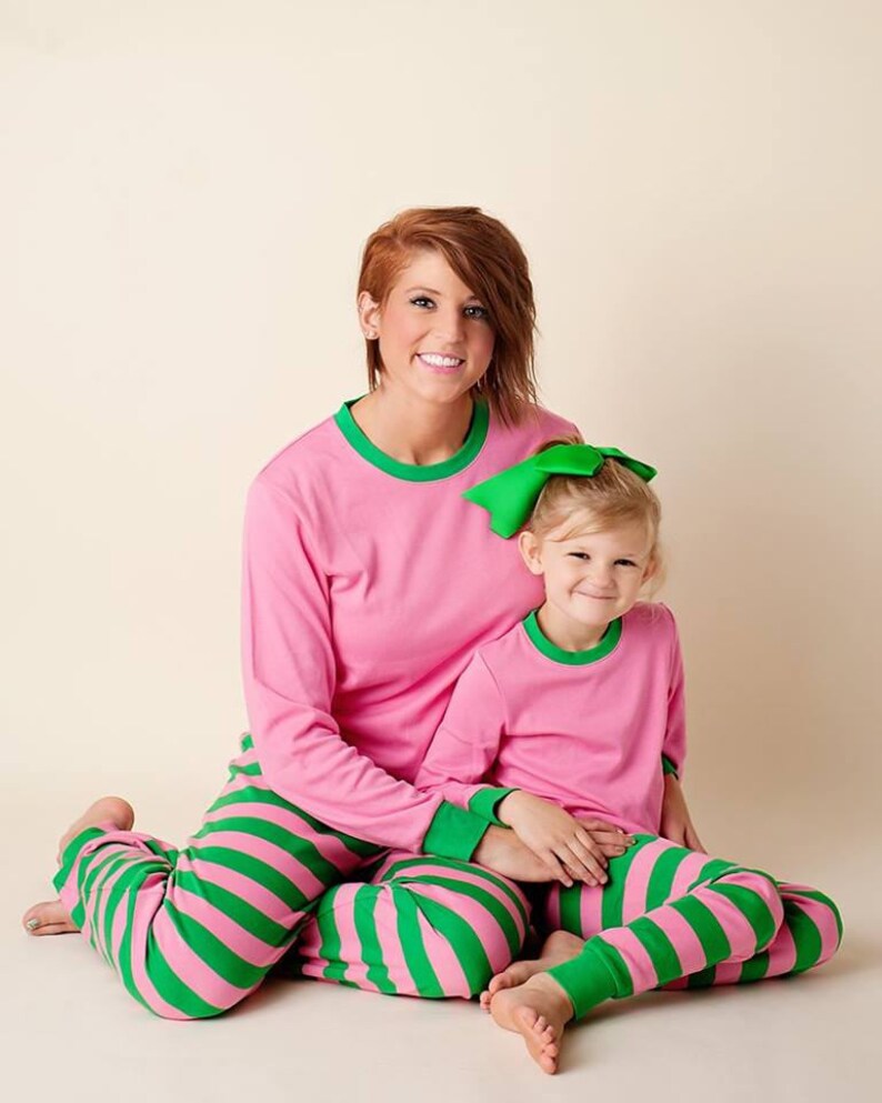 Pink Christmas Pajamas Monogrammed Pajamas Matching Pjs Etsy