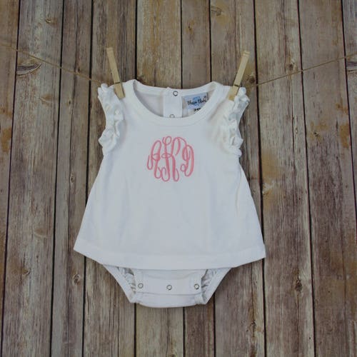 Personalized Baby Girl Outfit Monogrammed Baby Girl Clothes Etsy
