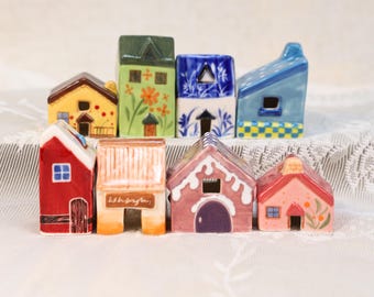 Miniatuur gezellig keramisch huisbeeldje sprookjestuinaccessoires klein aardewerk dorpsdecor plantenpot ornament schattig klei huisje cadeau