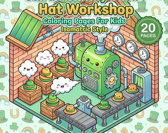 聖パトリックデーの塗り絵｜子供向け帽子ワークショップ、アイソメトリックスタイル（PDFダウンロード）
