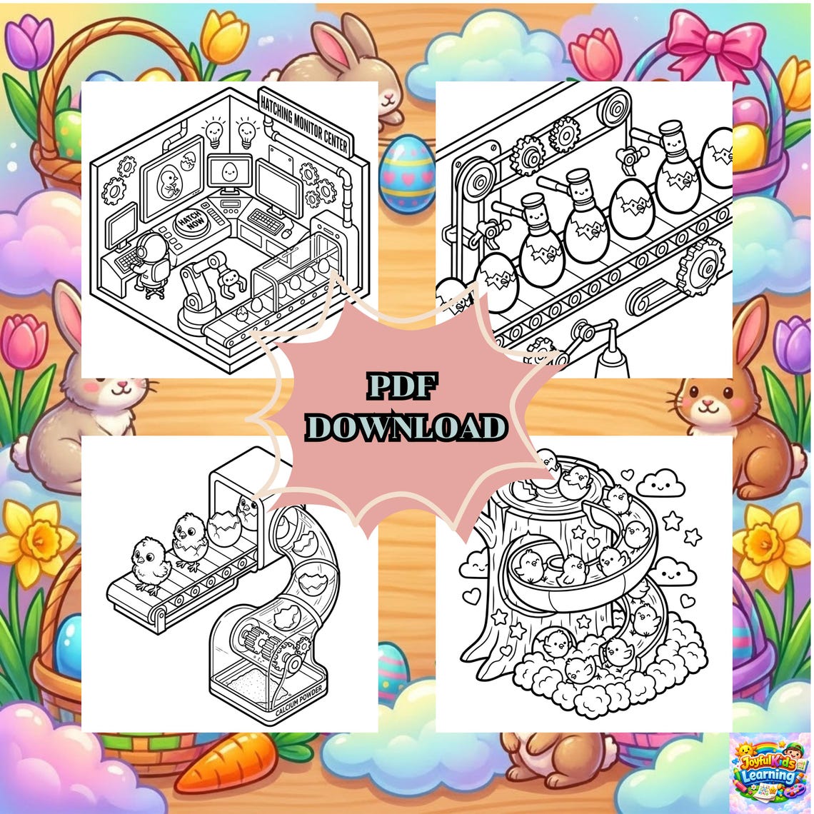 20 Easter's Day Coloring Pages for Kids | Chick Hatchery | Isometric ...
