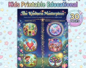 親切行為マッチングワークシート、子供向けSEL印刷可能アクティビティ（PDFダウンロード、8.5 x 11インチ、30ページ）